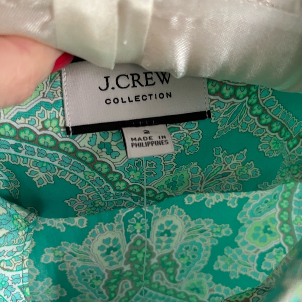 J. Crew Collection 2021 Turquoise Damask Oxford! -NWT - Picture 7 of 9